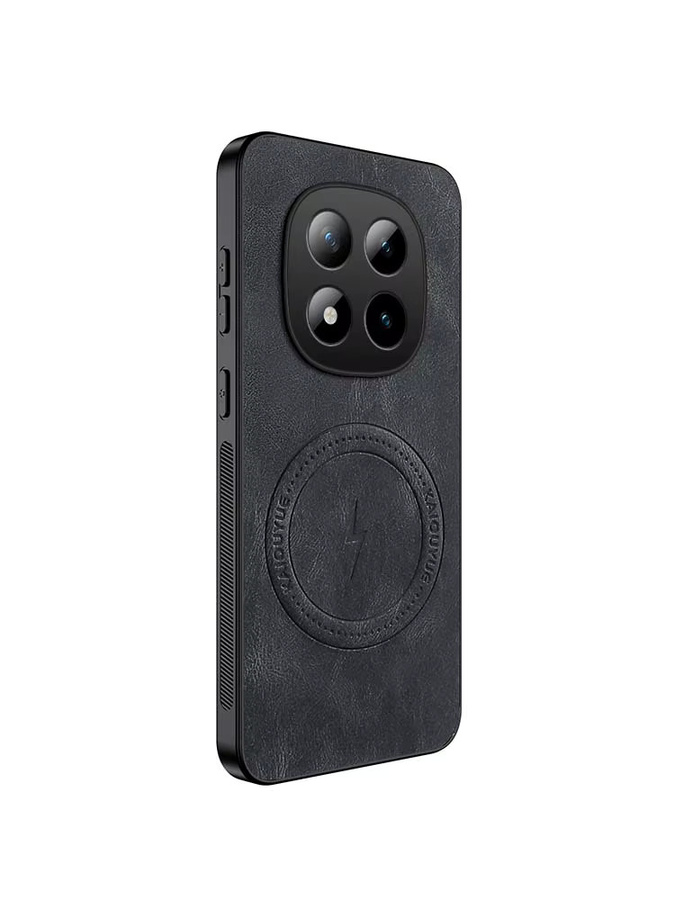 Luxus-Lederhülle mit MagSafe Magnetfunktion für Xiaomi Redmi Note 15 Pro und Note 15 in Schwarz - Bild 4