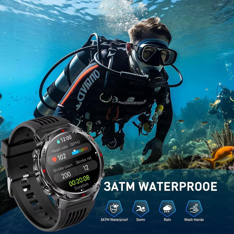GUHUAVMI Dual-Band GPS Smartwatch für Outdoor-Sport in Schwarz mit Kompass, Höhenmesser und 3 ATM Wasserdichtigkeit - Bild 4