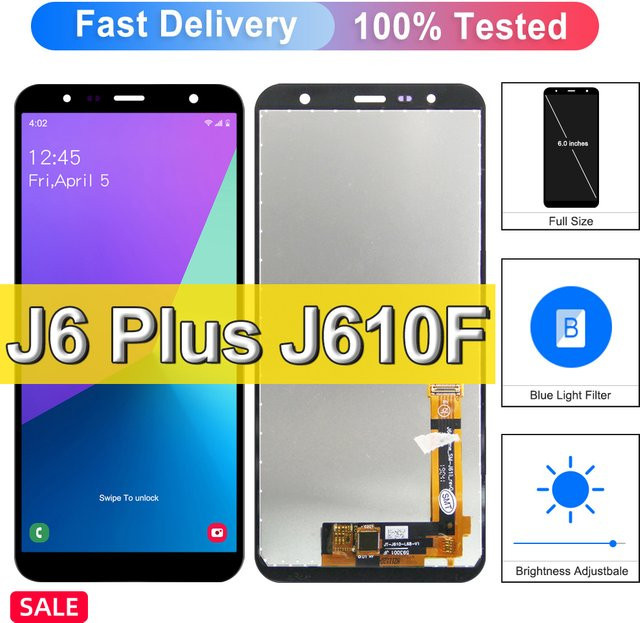 Samsung LCD Display Touch Screen für Galaxy J6 und J6 Plus (6,0 Zoll, Schwarz) - Bild 1