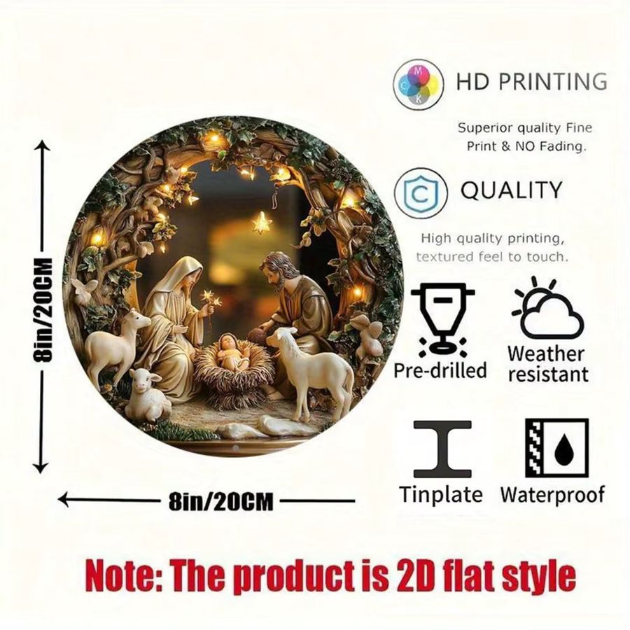 HELLOYOUNG Vintage Metallschild Krippe Wandkunst für Weihnachtsdekoration - Bild 1