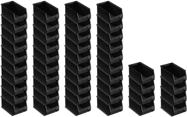 PROREGAL SuperSparSet 48 Stück ESD Sichtlagerboxen in Schwarz, H x B x T: 12,5 x 14,5 x 23,5 cm - Bild 1