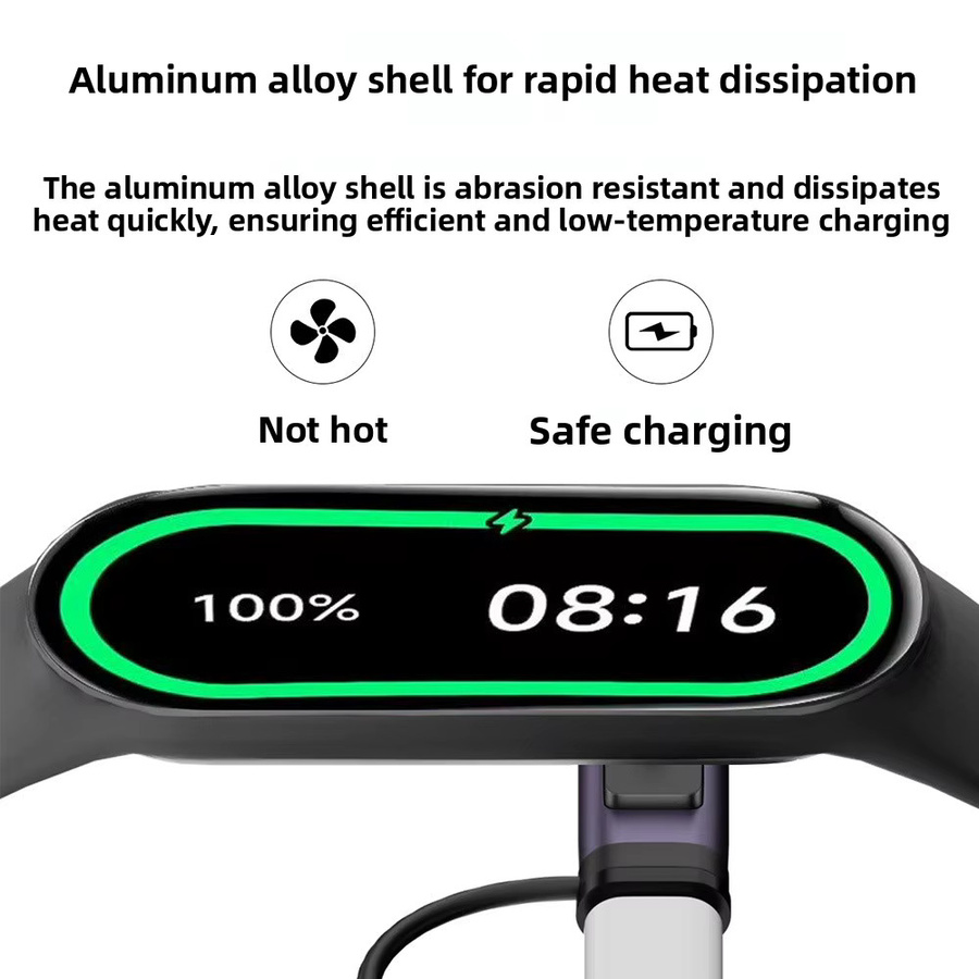 Magnetischer USB-C Ladegerät-Konverter mit LED-Anzeige für Xiaomi Smart Band 8/9/10 Pro und Redmi Watch 5/4/3 in Silber - Bild 4