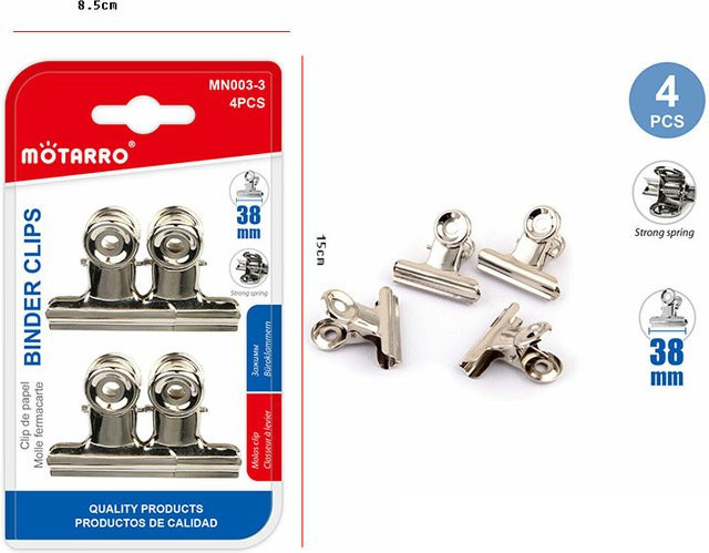 MOTARRO Metall-Bindeklammern 4er-Pack, Silber, 38mm - Bild 1