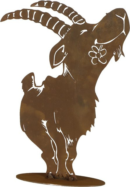 Siena Garden Dekofigur Steinbock auf Platte aus Stahlblech in Braun, Höhe: 53 cm - Bild 1