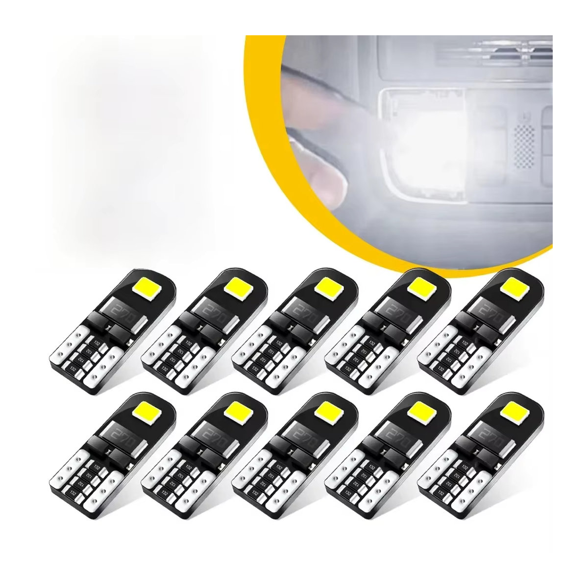 10/2 Stück T10 W5W LED Canbus Set für Auto Innenbeleuchtung, 194 168 501 Glühbirnen für Karte und Dome, 12V, 6000K Kaltweiß - Bild 5
