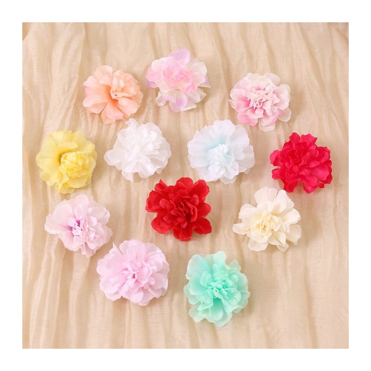 10 oder 20 Stück künstliche Chiffon-Pfingstrosen aus Textil in Gelb und Mehrfarbig für Hochzeiten und Raumdekoration - Bild 1