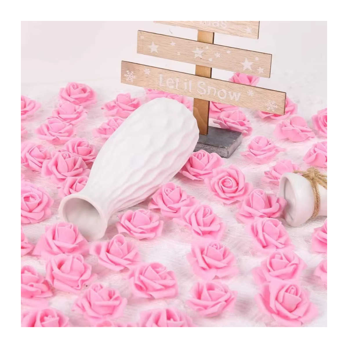 10 oder 20 Stück künstliche Rosenblüten aus Kunststoff in Weiß und Rosa für deine Dekoration bei Hochzeiten, Weihnachten oder Halloween - Bild 3