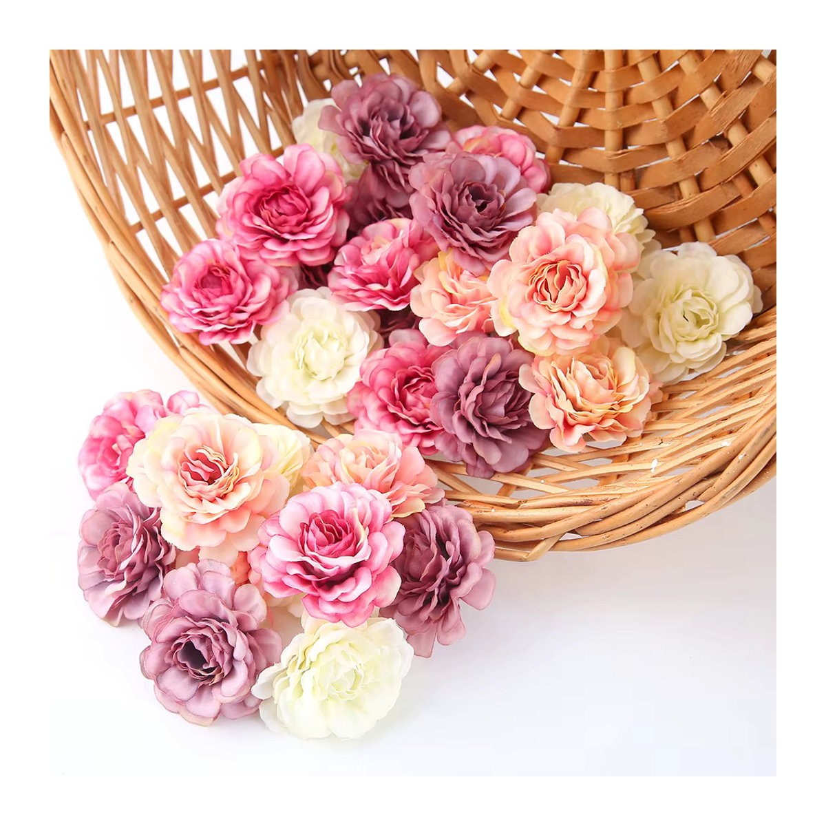 10 oder 20 Stück künstliche Seidenrosen als Blumenköpfe in Blau oder Mehrfarbig für deine DIY-Dekoration bei Hochzeiten, Weihnachten oder für Kränze - Bild 2