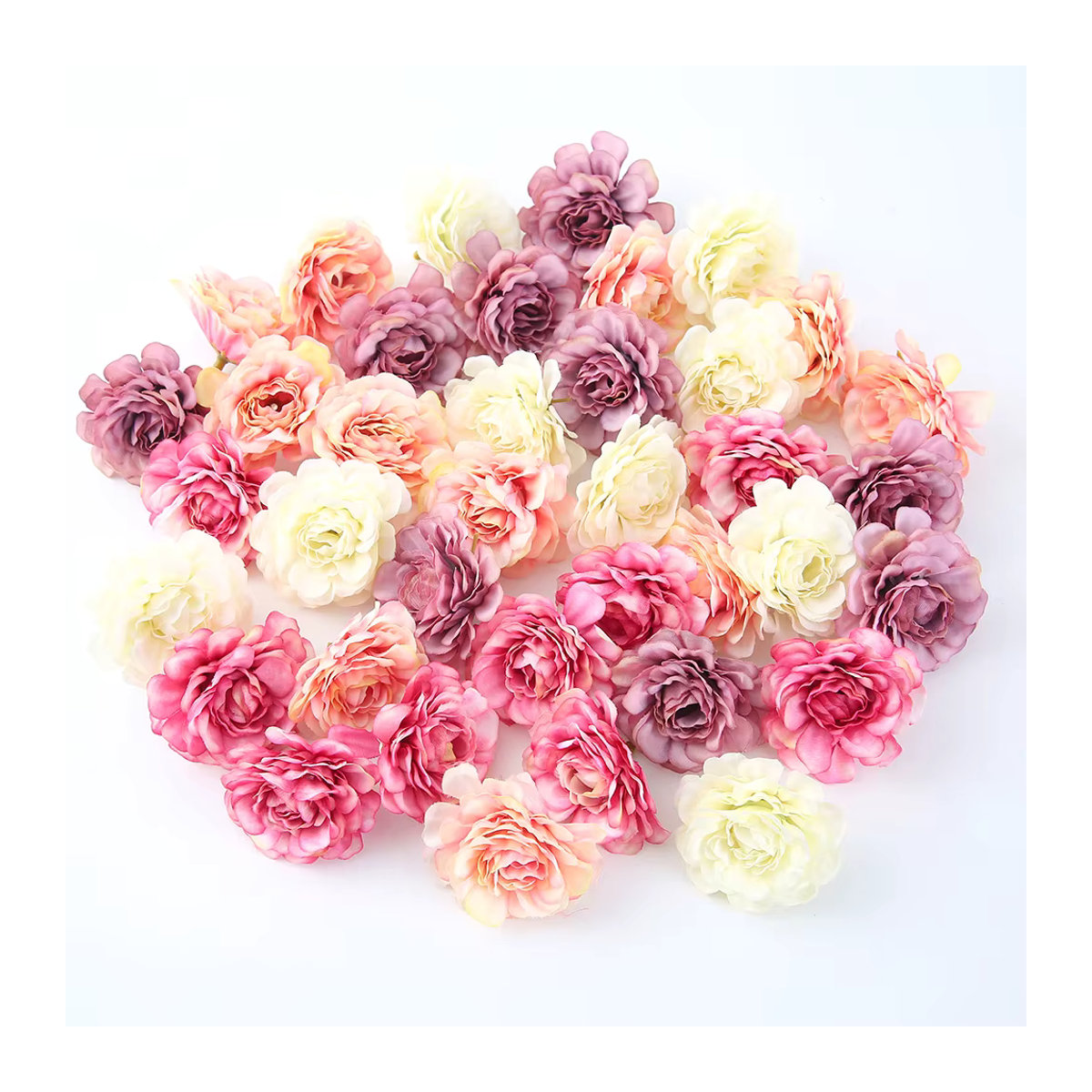 10 oder 20 Stück künstliche Seidenrosen als Blumenköpfe in Blau oder Mehrfarbig für deine DIY-Dekoration bei Hochzeiten, Weihnachten oder für Kränze - Bild 4