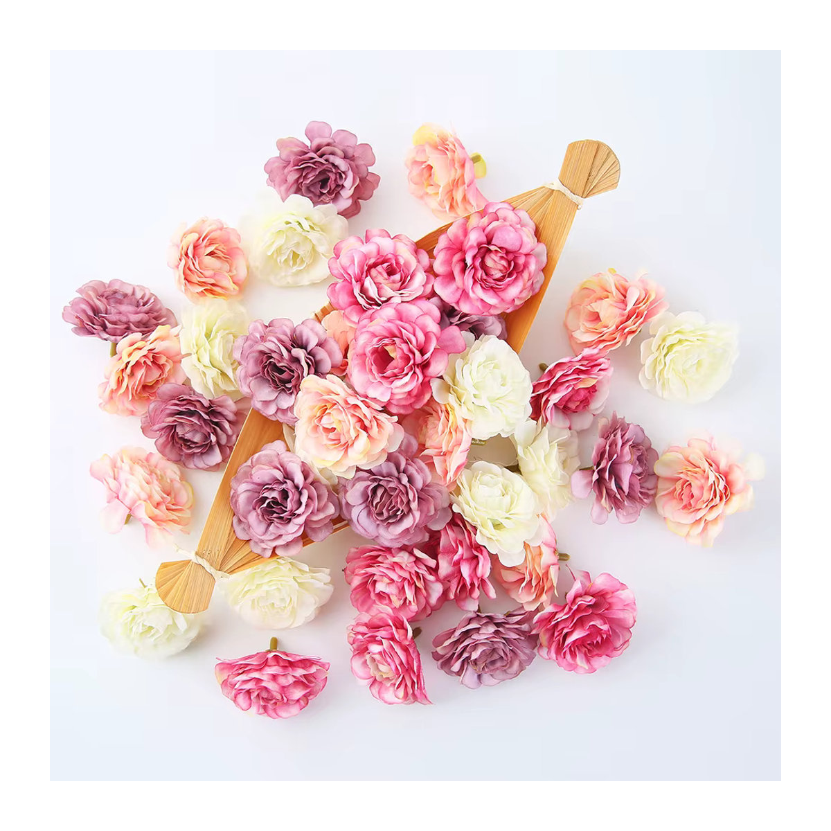 10 oder 20 Stück künstliche Seidenrosen als Blumenköpfe in Blau oder Mehrfarbig für deine DIY-Dekoration bei Hochzeiten, Weihnachten oder für Kränze - Bild 5