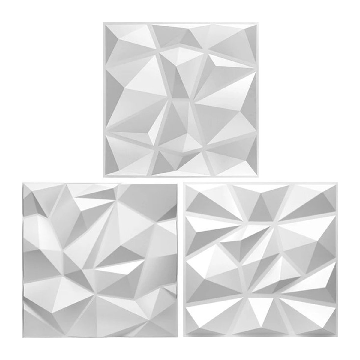 10 Stück 3D-Kunst-Wandpaneele in Weiß, geometrisches Design für Wand und Decke, B/B: 30 x 30 cm - Bild 1