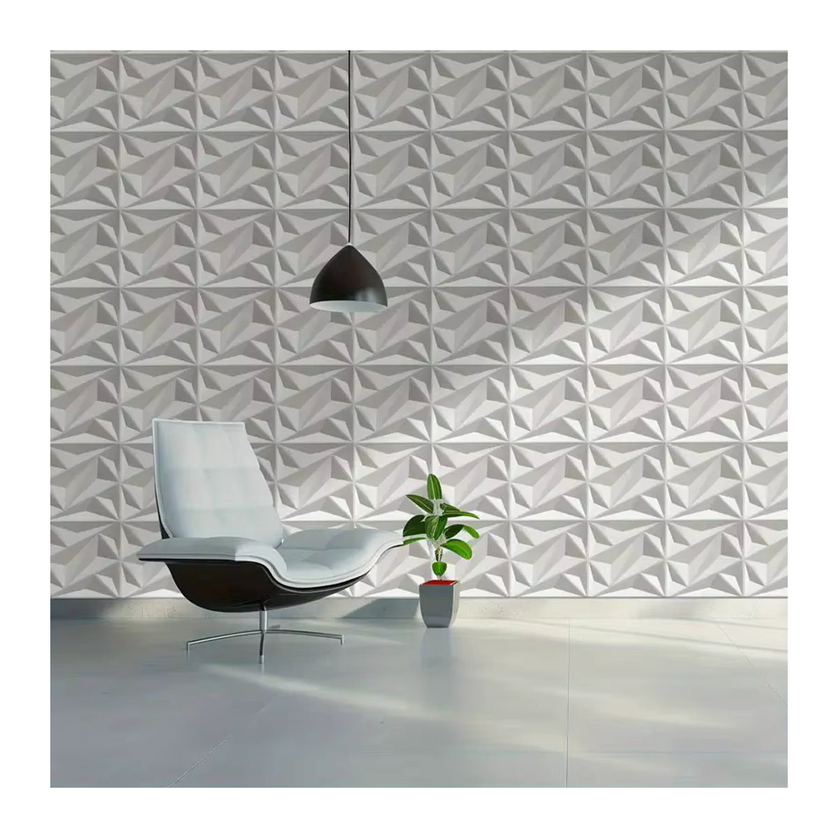 10 Stück 3D-Kunst-Wandpaneele in Weiß, geometrisches Design für Wand und Decke, B/B: 30 x 30 cm - Bild 4