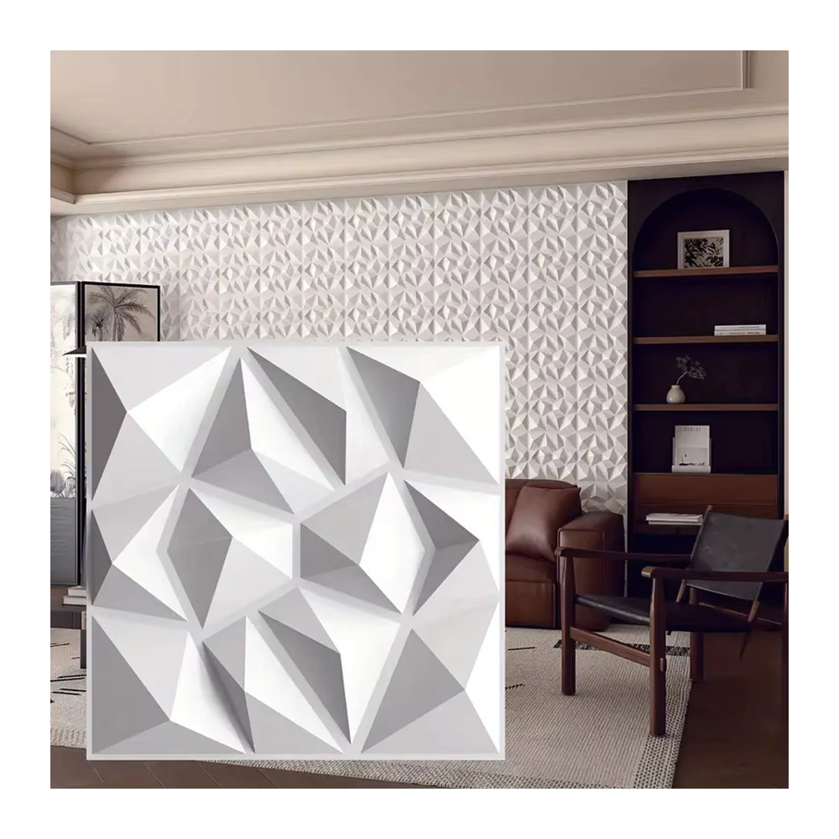 10 Stück 3D-Kunst-Wandpaneele in Weiß, geometrisches Design für Wand und Decke, B/B: 30 x 30 cm - Bild 5