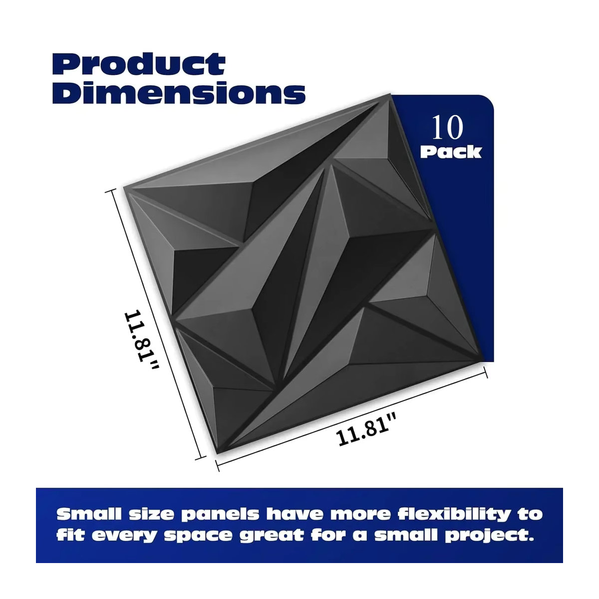 10 Stück 3D-Wandplatten aus PVC in Schwarz, quadratisch mit geometrischem Design, B/B: 30 x 30 cm - Bild 4