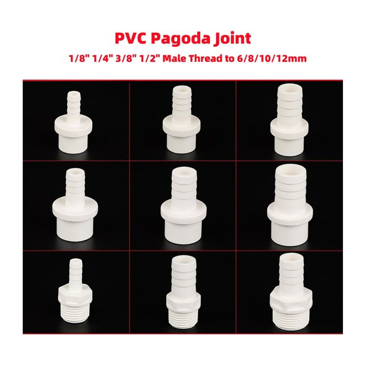 10 Stück Adhere To Fly PVC-Pagodenverbinder gerade mit Außengewinde auf Schlauchanschlüsse für Bewässerung und Aquarium - Bild 1
