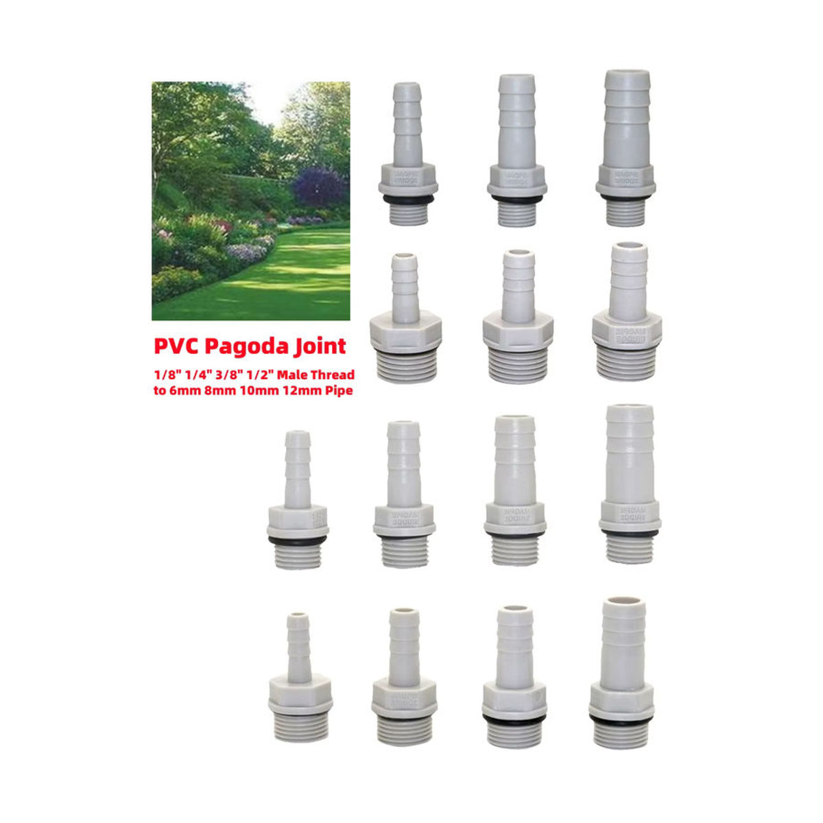 10 Stück Adhere To Fly PVC-Pagodenverbinder gerade mit Außengewinde auf Schlauchanschlüsse für Bewässerung und Aquarium - Bild 5
