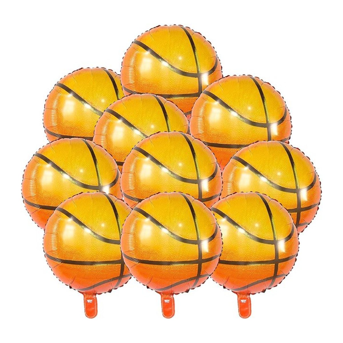 10 Stück Basketball Aluminiumfolienballons in Orange für deine Sportparty oder Geburtstagsdekoration, Durchmesser: 45,72 cm - Bild 1