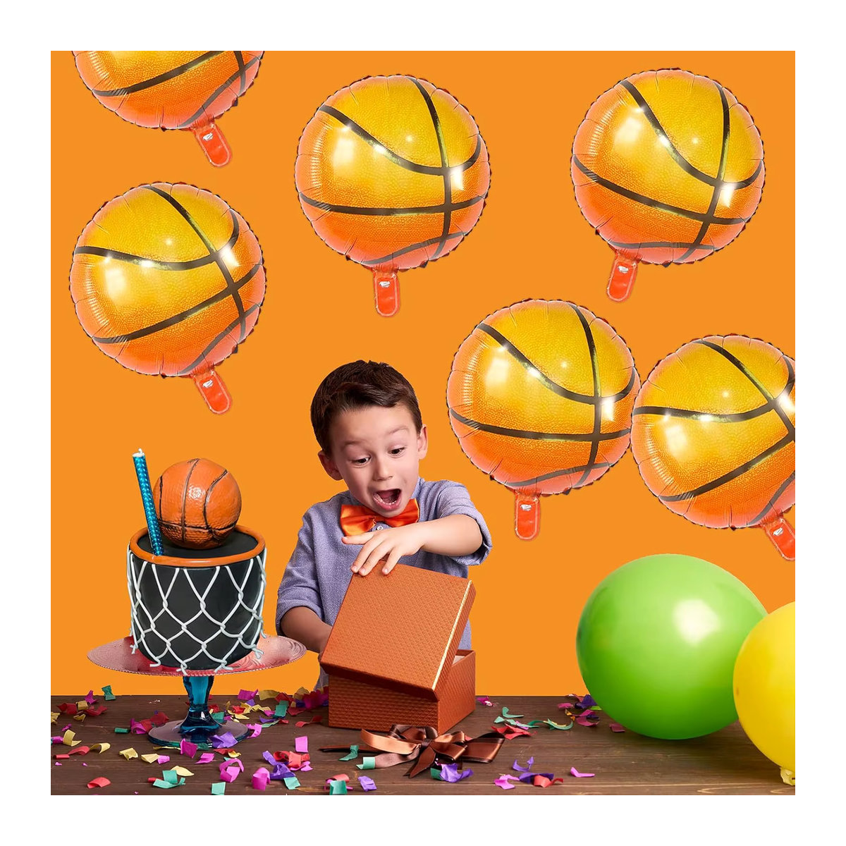 10 Stück Basketball Aluminiumfolienballons in Orange für deine Sportparty oder Geburtstagsdekoration, Durchmesser: 45,72 cm - Bild 3