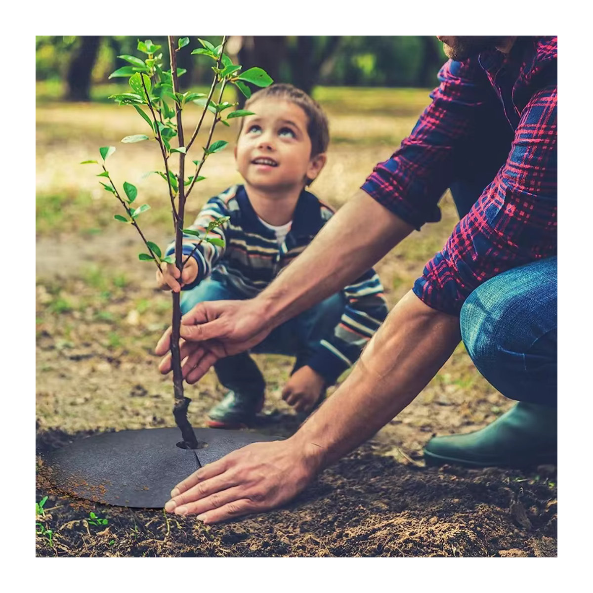 10 Stück Baumschutz-Unkrautmatten als ökologische Mulchringe und runde Unkrautbarriere zur Pflanzenabdeckung für Garten Innen- und Außenbereich - Bild 3