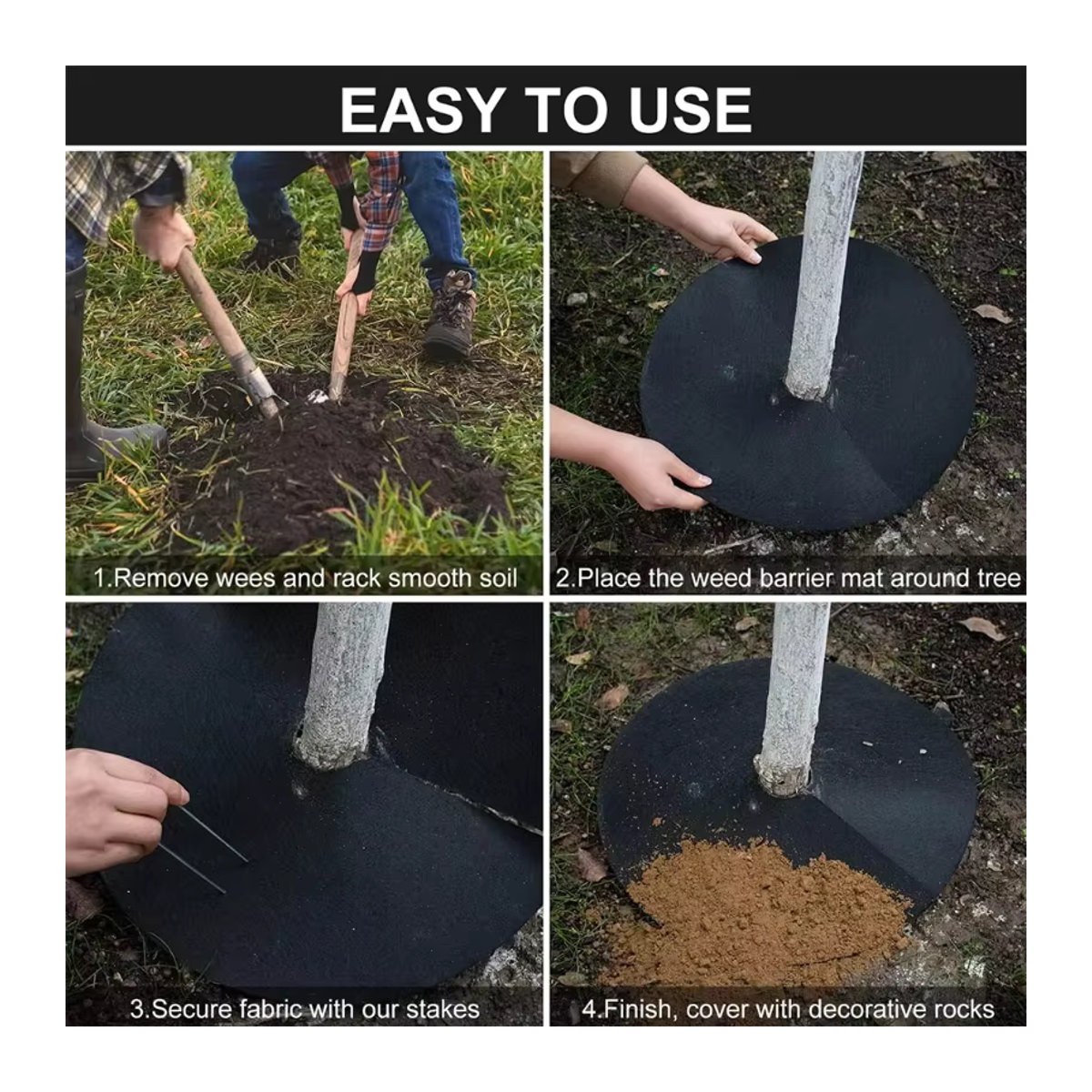 10 Stück Baumschutz-Unkrautmatten als ökologische Mulchringe und runde Unkrautbarriere zur Pflanzenabdeckung für Garten Innen- und Außenbereich - Bild 4