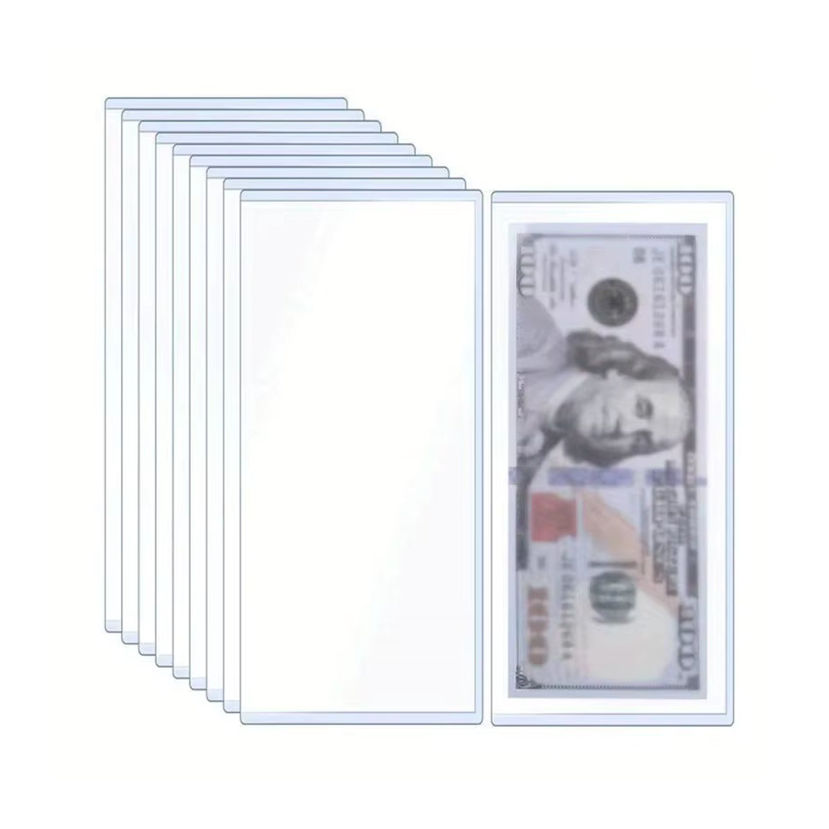 10 Stück Bill Währung Schutzhüllen aus klarem PVC Hartplastik für Geldscheine und Dokumente B/H: 17,3 x 7,5 cm - Bild 6