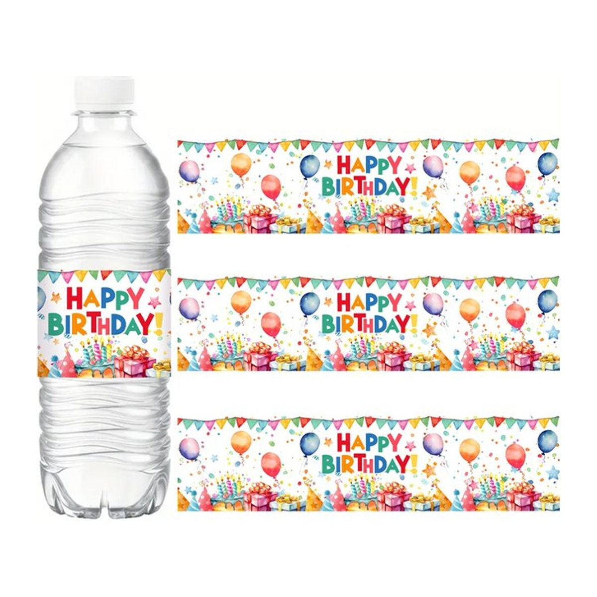 10 Stück bunte Aufkleber mit Kuchen- und Ballon-Design für deine Geburtstagsverpackung und Partydekoration - Bild 1