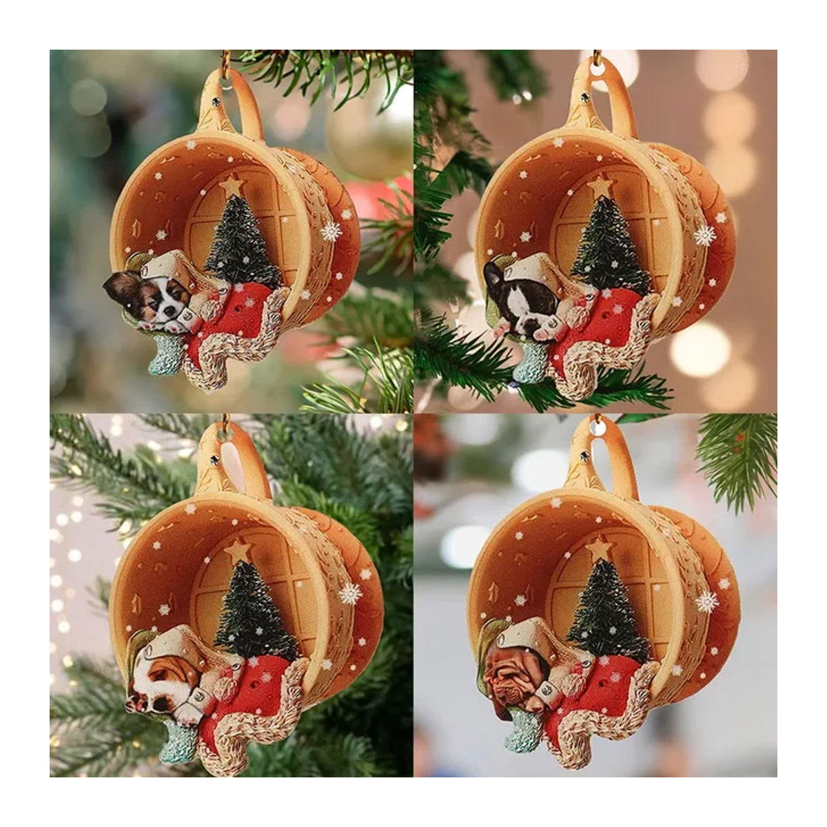 10 Stück bunte Hund Weihnachtsanhänger aus Acryl als Hängeornamente für den Weihnachtsbaum und als Partydeko - Bild 1