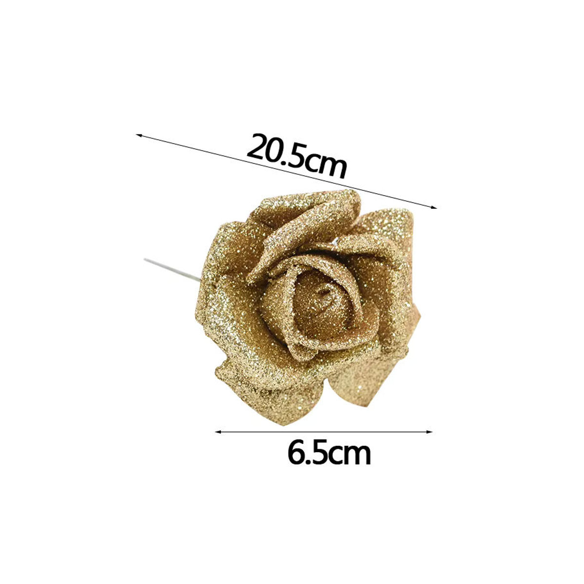 10 Stück CYZIWEI Glitzer-Schaum-Rosen in Gold, künstliche Blumen für Hochzeit und Dekoration, Durchmesser: 6,5 cm - Bild 2