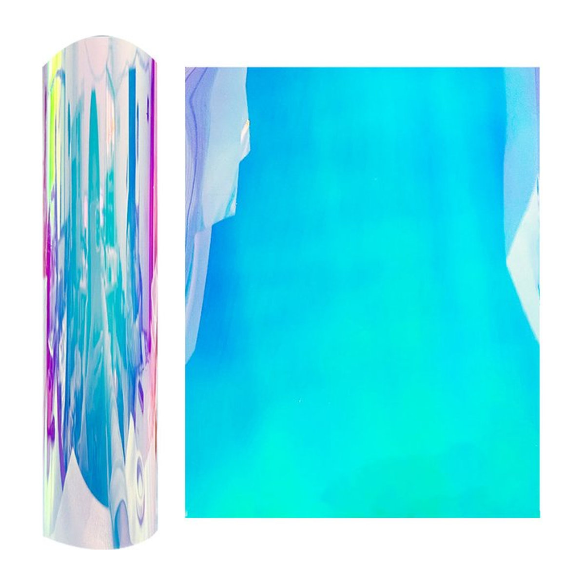 10 Stück Findohope A4 Vinylfolie im Dunkeln leuchtend, holografischer Opal in Blau und Grün für DIY-Projekte und Basteln - Bild 1