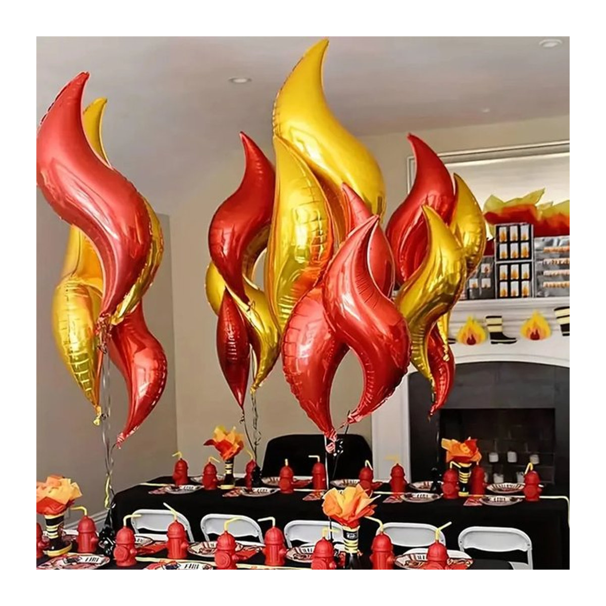 10 Stück Flammenballons in Rot für Feuerwehrmann Sam Mottoparty und Kindergeburtstag, S-Form Feuerballons in 18 und 24 Zoll von LQVYI - Bild 1