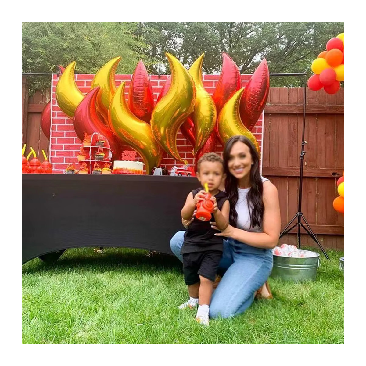 10 Stück Flammenballons in Rot für Feuerwehrmann Sam Mottoparty und Kindergeburtstag, S-Form Feuerballons in 18 und 24 Zoll von LQVYI - Bild 2