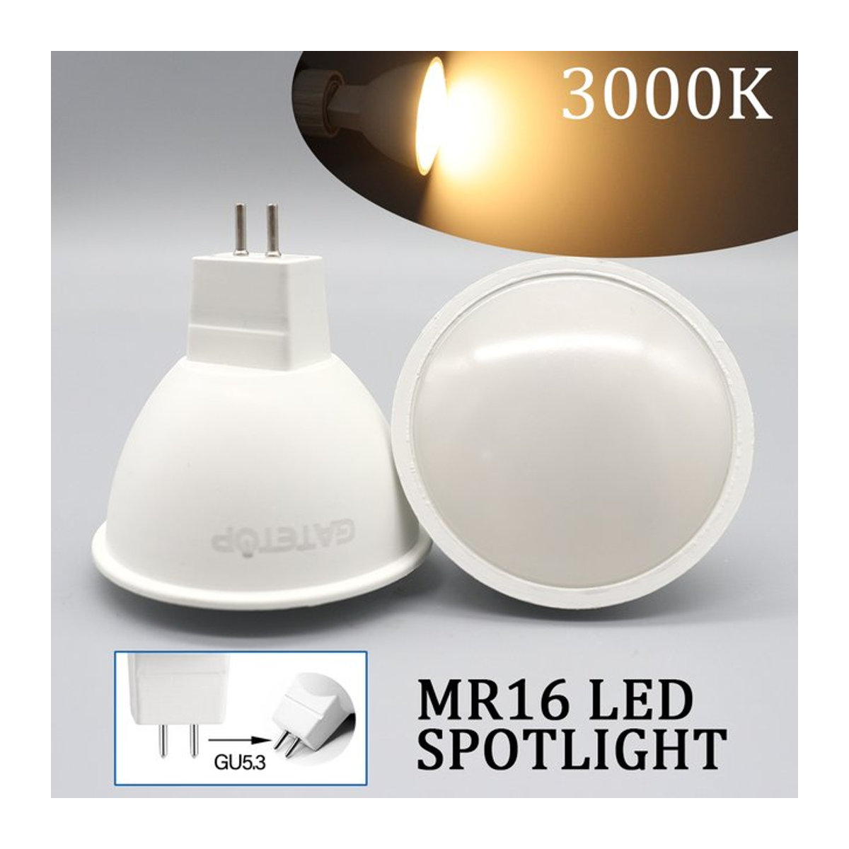 10 Stück Gatetop LED-Strahler MR16 GU5.3 mit 8 W und 800 lm als Ersatz für 50 W Halogenlampen, Niederspannung AC/DC 12 V 24 V - Bild 1