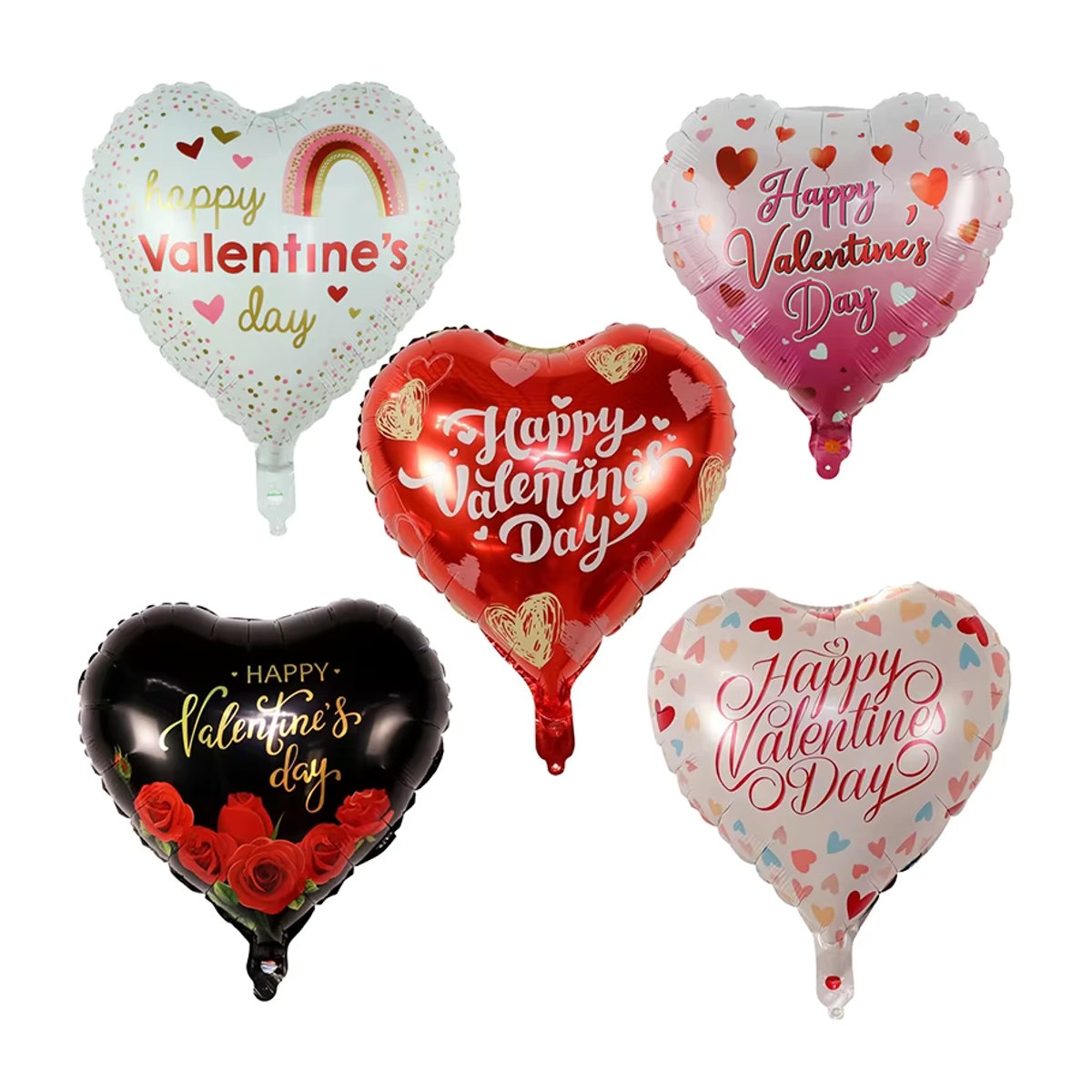 10 Stück Herz Folienballons I LOVE YOU von LQVYI für Valentinstag, Hochzeit und Jubiläumsdeko, Durchmesser: 45,72 cm, mehrfarbig - Bild 1