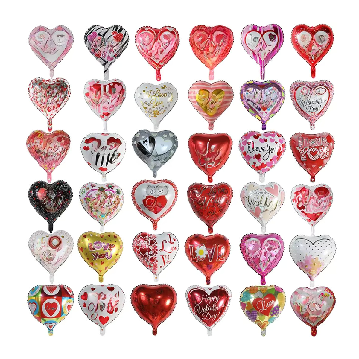 10 Stück Herz Folienballons I LOVE YOU von LQVYI für Valentinstag, Hochzeit und Jubiläumsdeko, Durchmesser: 45,72 cm, mehrfarbig - Bild 3