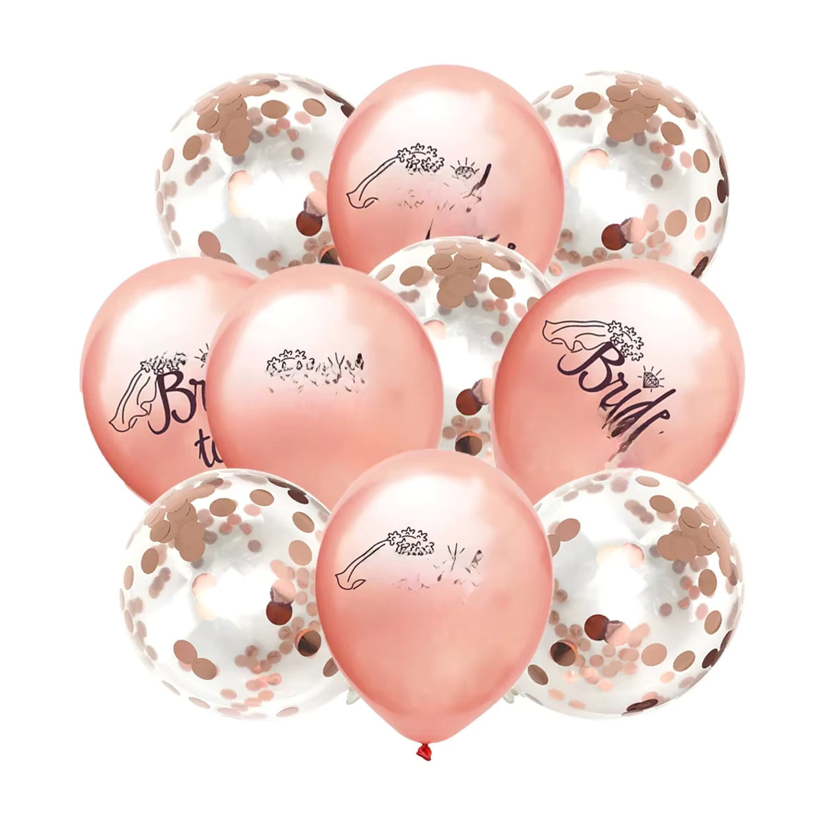 10 Stück KUKUZHU Team Braut Konfetti Luftballons in Roségold für Junggesellinnenabschied und Hochzeit Dekoration - Bild 3