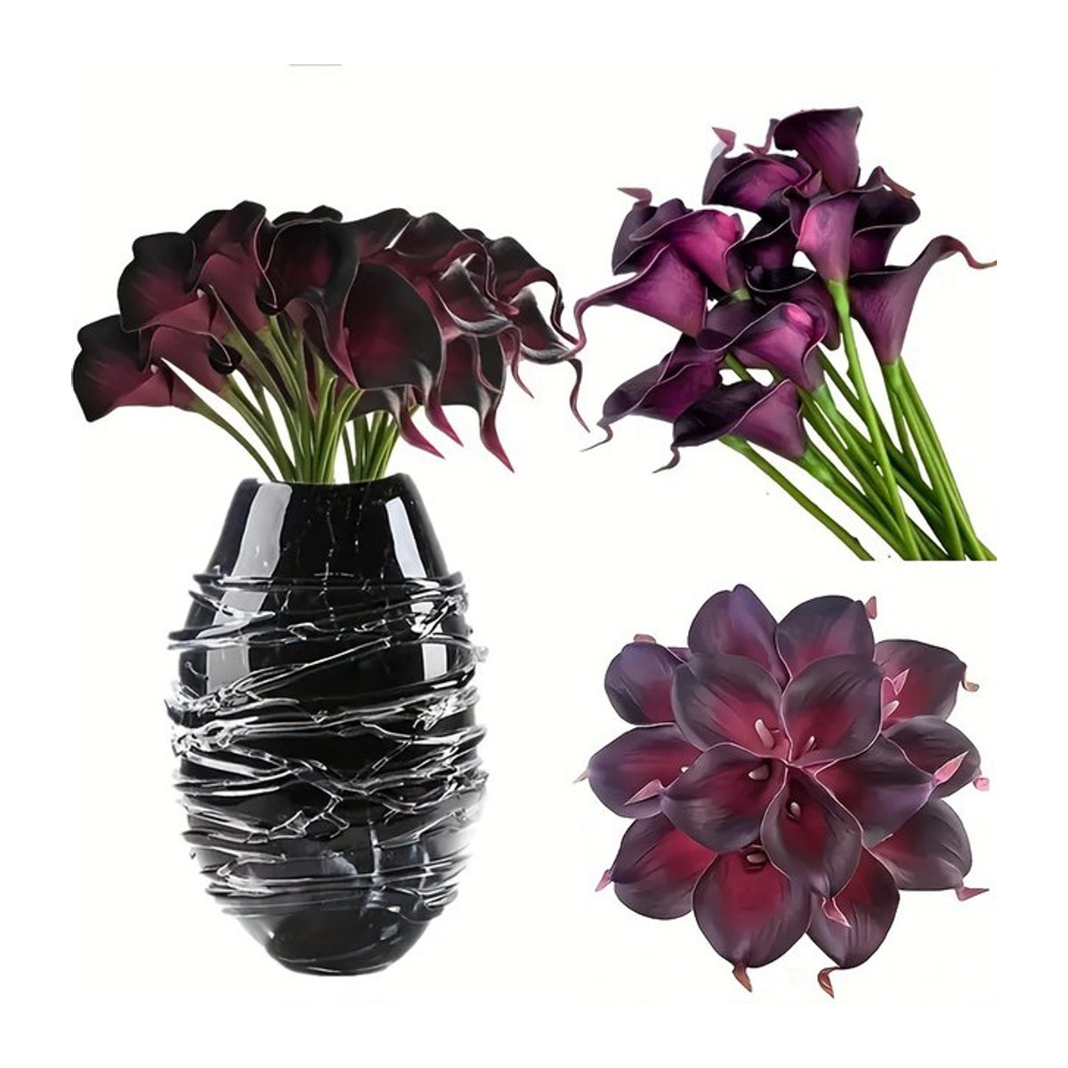 10 Stück künstliche Calla-Lilien Blumenstrauß in Weiß und Lila zur Tischdekoration für Hochzeit, Party und Zuhause - Bild 1