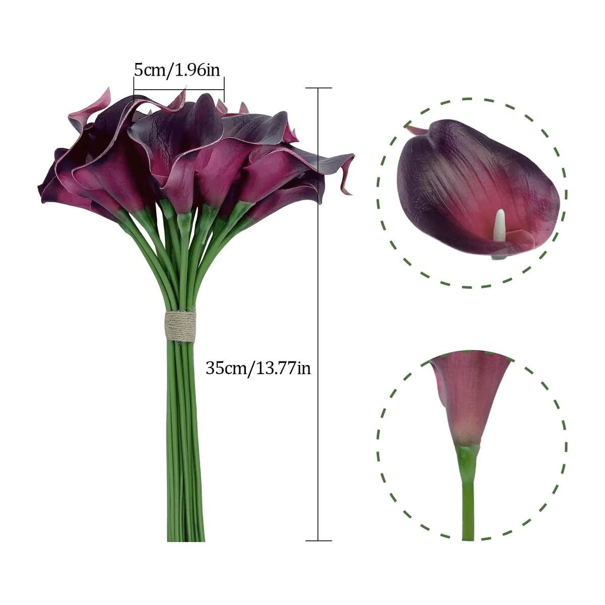 10 Stück künstliche Calla-Lilien Blumenstrauß in Weiß und Lila zur Tischdekoration für Hochzeit, Party und Zuhause - Bild 3