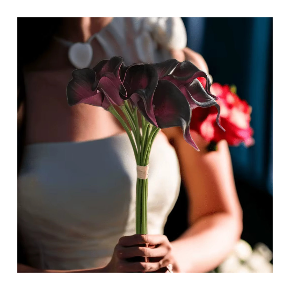 10 Stück künstliche Calla-Lilien Blumenstrauß in Weiß und Lila zur Tischdekoration für Hochzeit, Party und Zuhause - Bild 4
