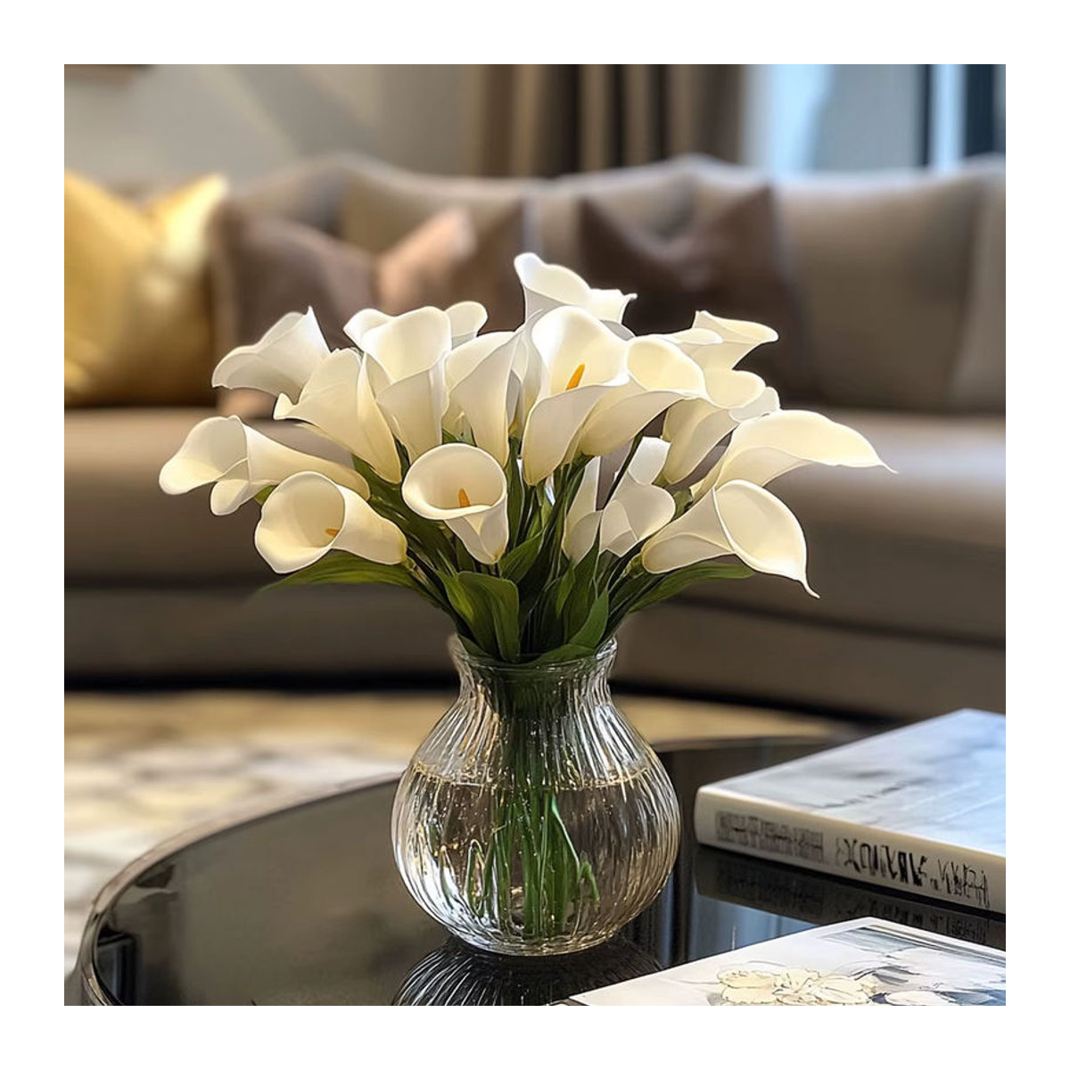 10 Stück künstliche Calla-Lilien von QIFU in Weiß für Hochzeit und Geburtstag als Dekoration - Bild 3