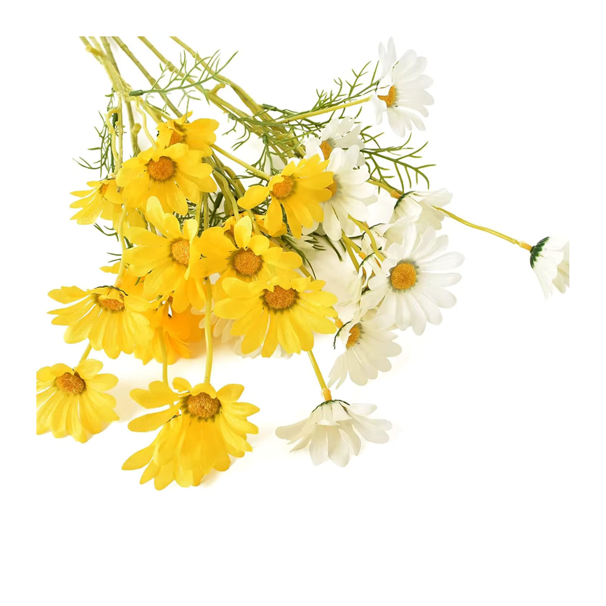 10 Stück künstliche Gänseblümchen mit Stielen, UV-beständige Wildblumen in Gelb und Mehrfarbig für den Außenbereich - Bild 1