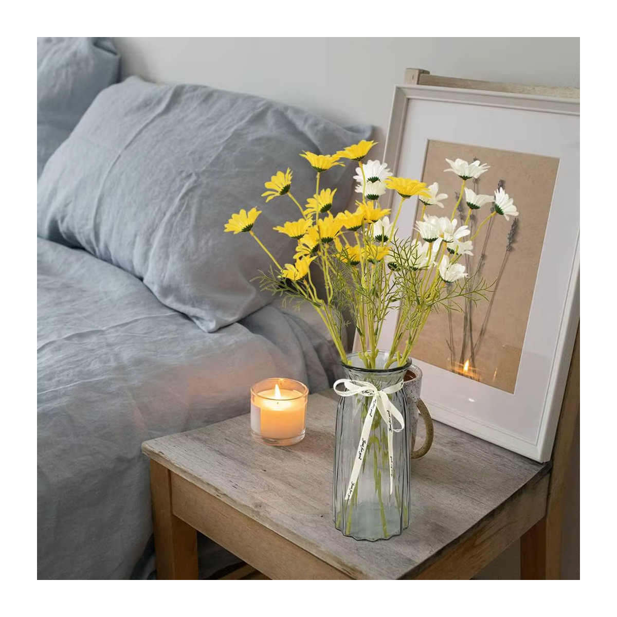 10 Stück künstliche Gänseblümchen mit Stielen, UV-beständige Wildblumen in Gelb und Mehrfarbig für den Außenbereich - Bild 2