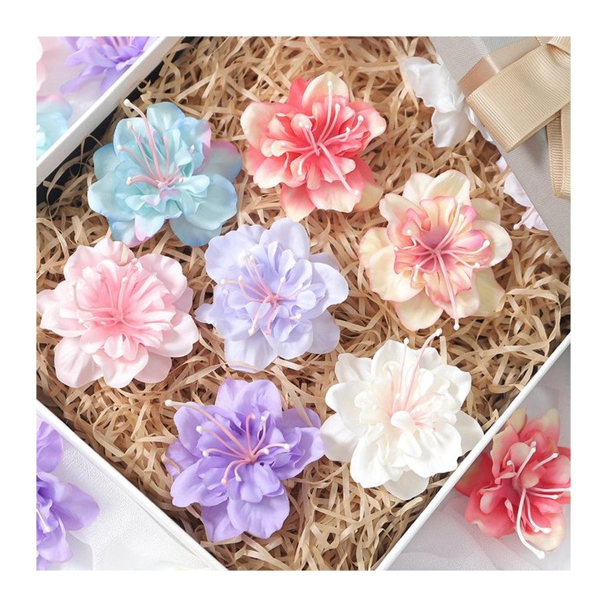 10 Stück künstliche Kirschblüten von MENGHAO in Lila und Mehrfarbig für deine Hochzeitsdekoration und DIY-Projekte, Durchmesser: 5 cm - Bild 1