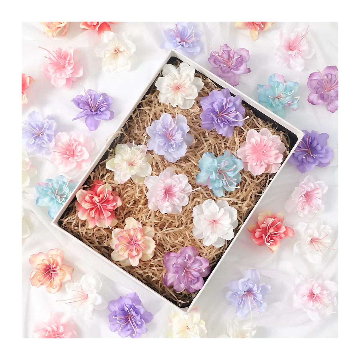 10 Stück künstliche Kirschblüten von MENGHAO in Lila und Mehrfarbig für deine Hochzeitsdekoration und DIY-Projekte, Durchmesser: 5 cm - Bild 3