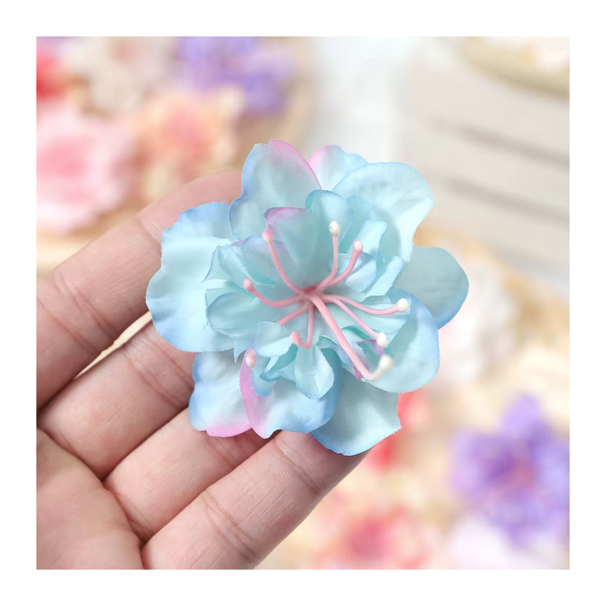 10 Stück künstliche Kirschblüten von MENGHAO in Lila und Mehrfarbig für deine Hochzeitsdekoration und DIY-Projekte, Durchmesser: 5 cm - Bild 5