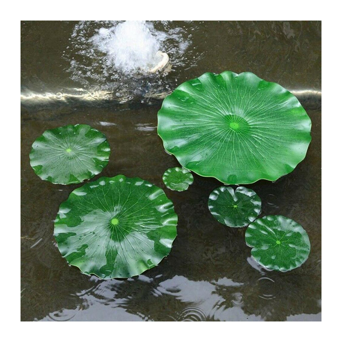 10 Stück künstliche Lotusblätter von Achievement2017 in Grün als schwimmende Seerosen-Dekoration für Pool und Garten - Bild 5