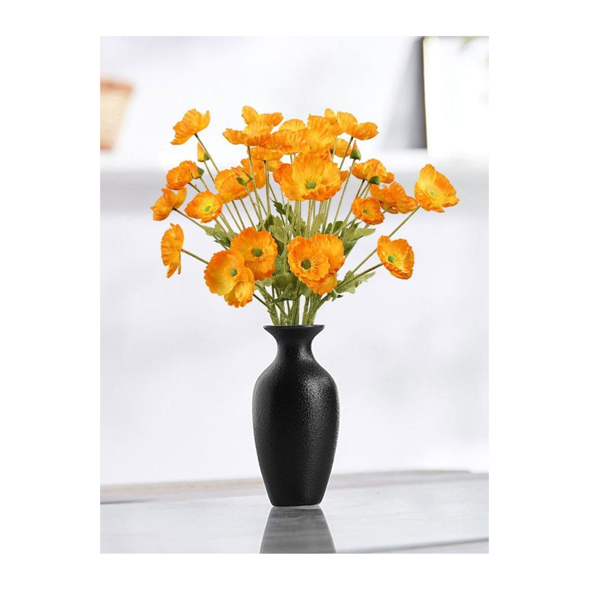 10 Stück künstliche Mohnblumen aus Seide in Burnt Orange von pearclub für deine Heimdeko und Hochzeitsarrangements - Bild 1