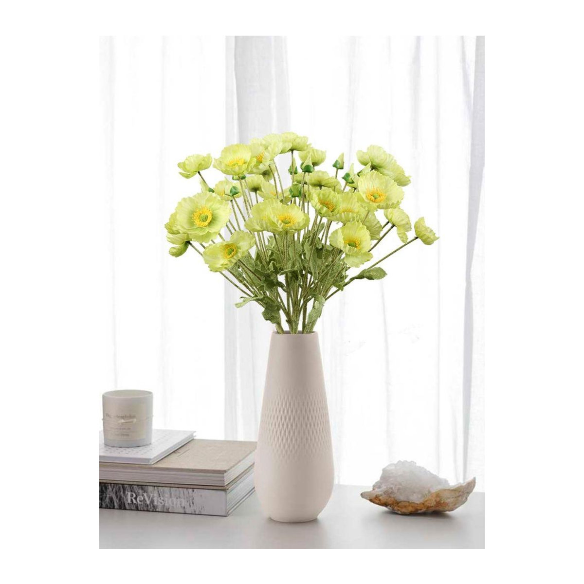 10 Stück künstliche Mohnblumen von Pearclub in Silber und Gelb für deine Heimdeko oder Hochzeitsfeier - Bild 1