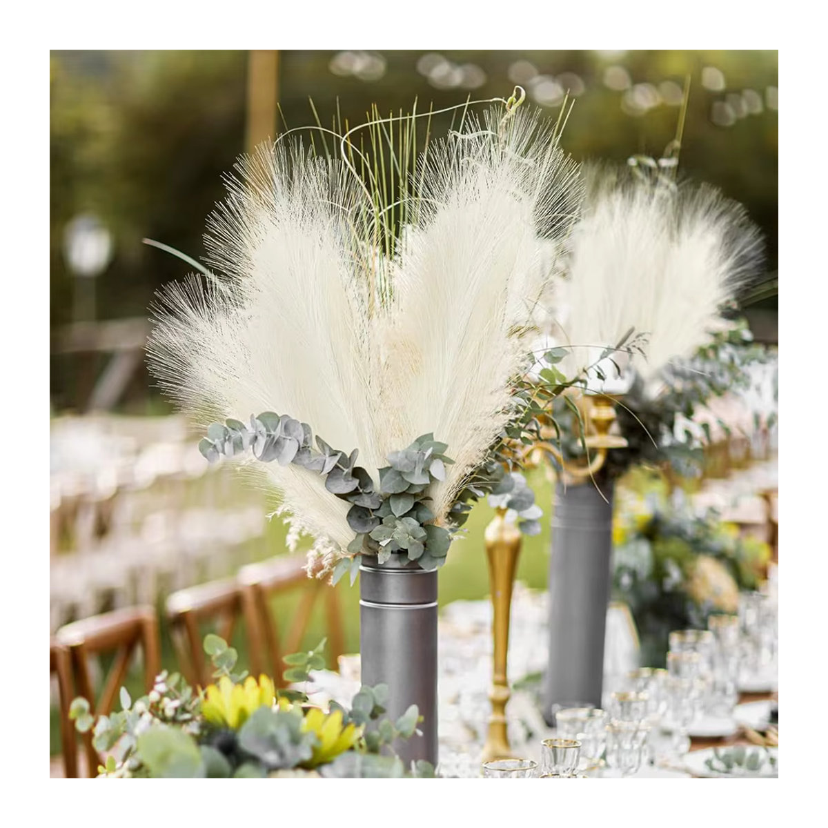 10 Stück künstliches Pampa Gras Uflower in Beige als Boho Bouquet für Hochzeiten und Dekorationen - Bild 4