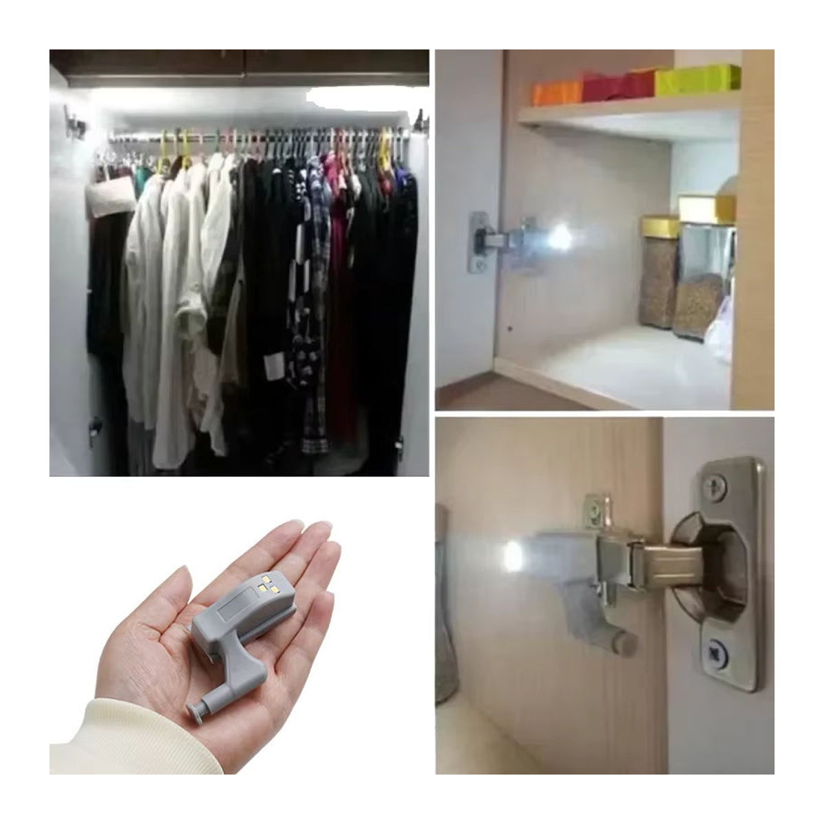 10 Stück LED-Schrankleuchten mit Bewegungsmelder und Innenscharnier für Möbel, Weiß - Bild 5
