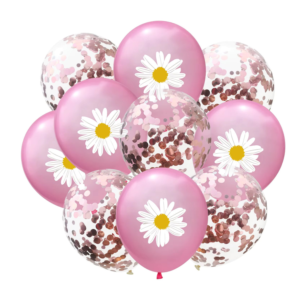 10 Stück LQZZY Gänseblümchen Latexballons mit Konfetti in Blau und Mehrfarbig, 12 Zoll Rund, Floral Party-Dekoration für Hochzeit und Geburtstag - Bild 2